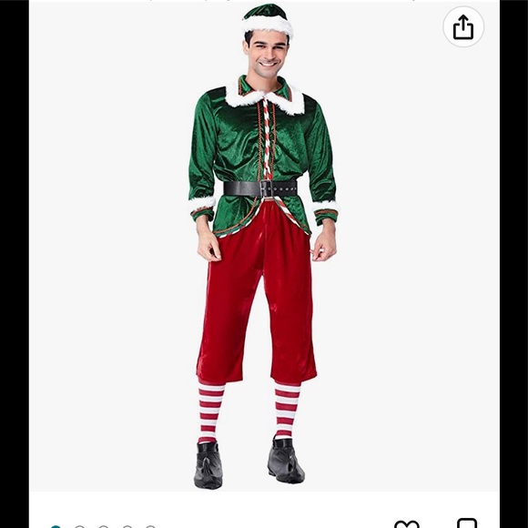 olsun Elf Costume for Men, 6 Pieces Men's Deluxe Santa's Christmas Helper - Picture 1 of 5